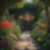 A vibrant garden showcasing a variety of flowers and plants