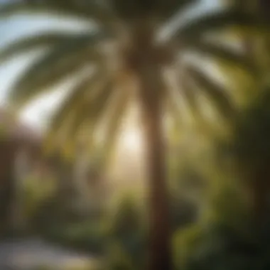Palm tree in a sunny garden setting