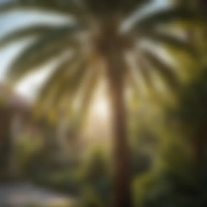 Palm tree in a sunny garden setting