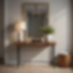 Chic small entryway table with storage showcasing minimalist design