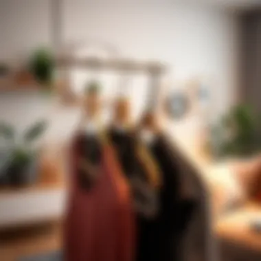 Modern Living Room Aesthetics Aesthetic appeal of multiple hangers on a hook in a modern living room.