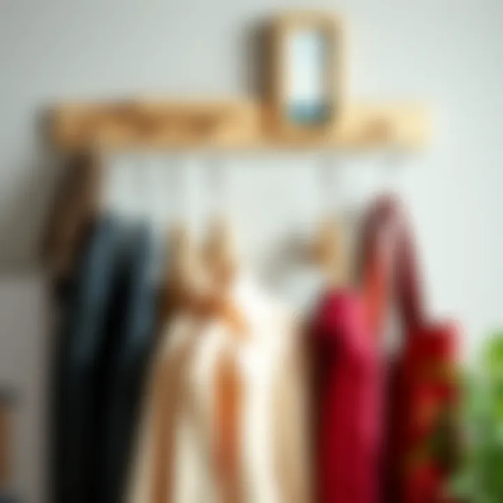 Streamlined Workspace Organization Organized workspace featuring various hangers on a single hook for office supplies.