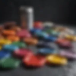 Variety of paints on fabric