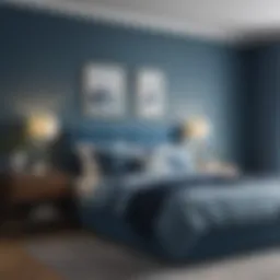 Elegant bedroom with calming blue tones