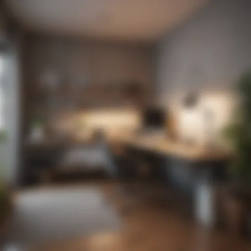 Stylish small office setup with minimalistic furniture