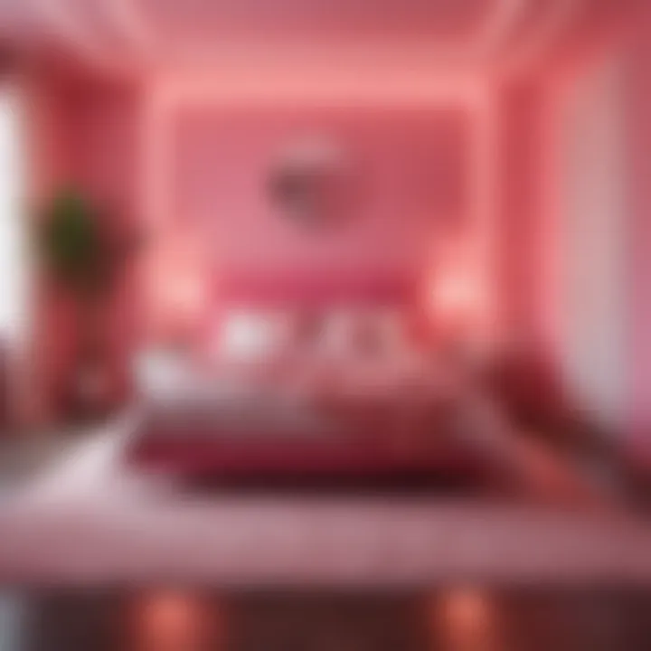 Exquisite bedroom design emphasizing neon pink with harmonious color pairings