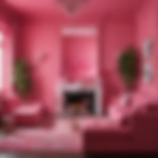 Vibrant neon pink living room decor showcasing stylish furniture and bold accents