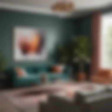 Cohesive Color Palette in Living Room A modern living room with a cohesive color palette and stylish accessories