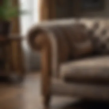 Close-up of luxurious fabric and finishes used in new classic furniture design