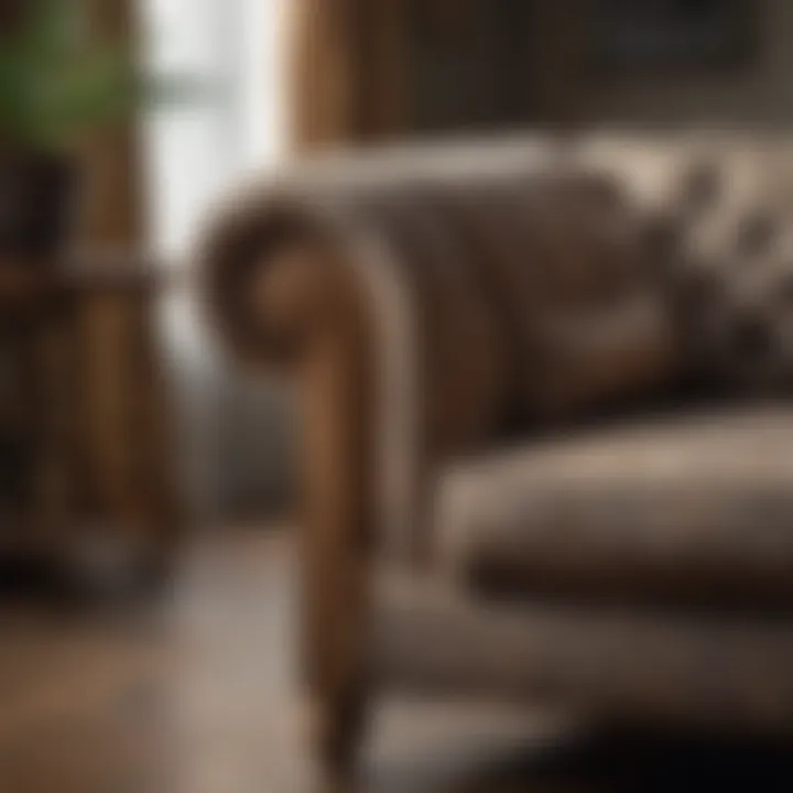 Close-up of luxurious fabric and finishes used in new classic furniture design