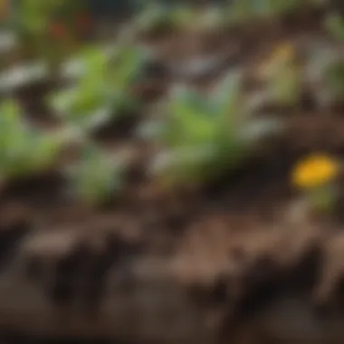 A close-up of soil rich in nutrients inside a raised garden bed.