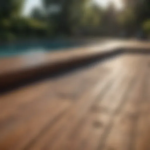 Elegant wooden decking around a sparkling pool
