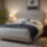Stylish king size bed frame in a compact bedroom setting