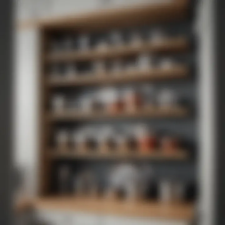 Elegant kitchen shelving showcasing organized pots and pans