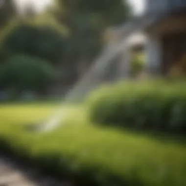 Nurturing Your Lawn A lush garden being watered with a gentle spray