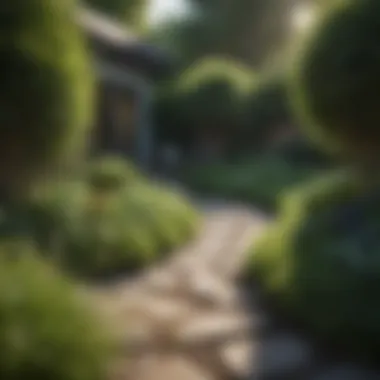 Serene Outdoor Space A serene outdoor area with well-maintained grass and plants