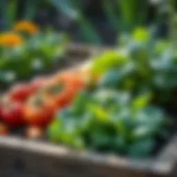 Vibrant garden bed filled with thriving vegetables