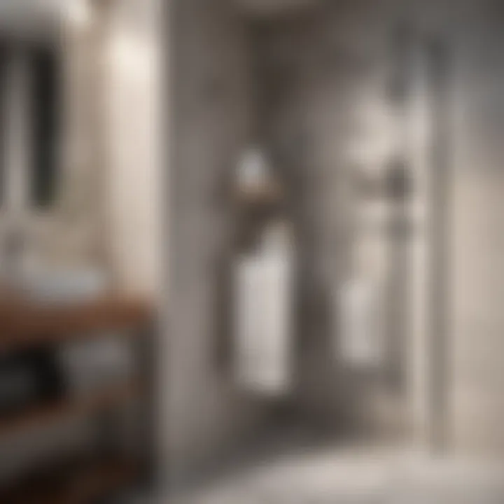 Stylish corner towel rack in a modern bathroom