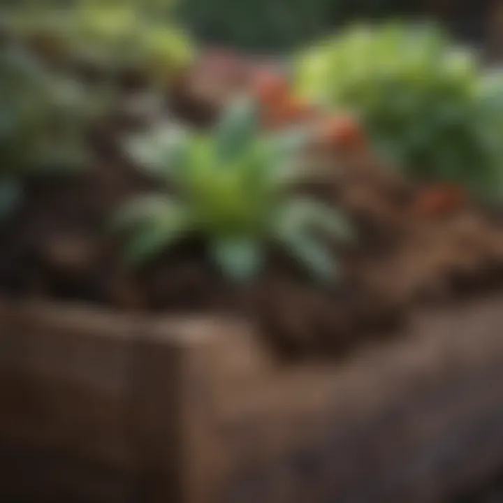 Layered soil structure in a raised garden box