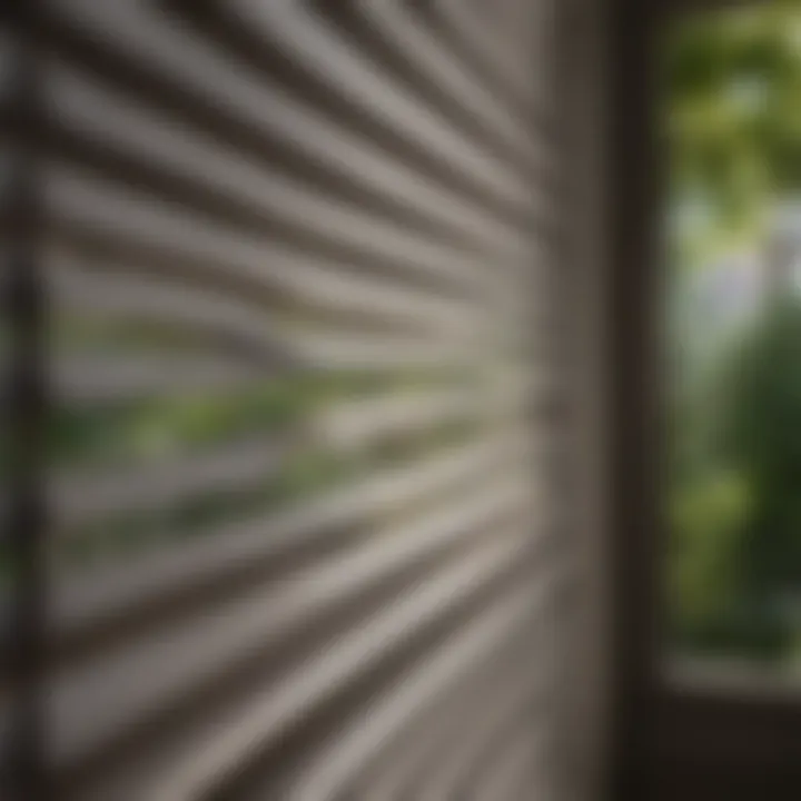 Close-up of materials used in garden window blinds