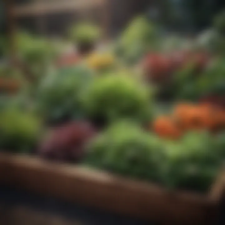 A well-organized layout of various plants in a raised garden bed.