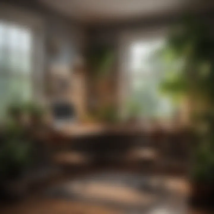 A cozy corner workspace adorned with plants and natural light promoting comfort.
