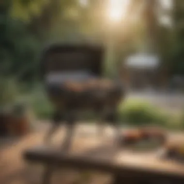 Versatile Portable Grill for Outdoor Adventures Portable grill set up in a scenic outdoor backyard