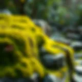 Vibrant garden showcasing moss growth on stones