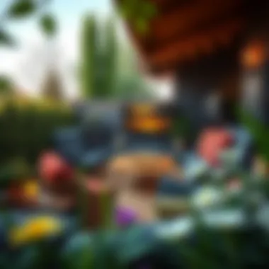 Cozy Patio with Outdoor TV Cozy patio furniture arrangement with outdoor TV