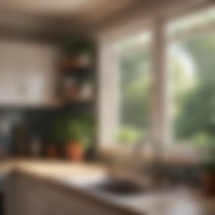 A cozy kitchen scene highlighting the ventilation benefits of an over sink window.