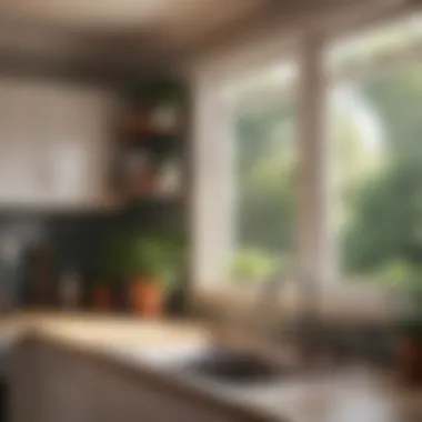 Ventilation Benefits of Over Sink Window A cozy kitchen scene highlighting the ventilation benefits of an over sink window.