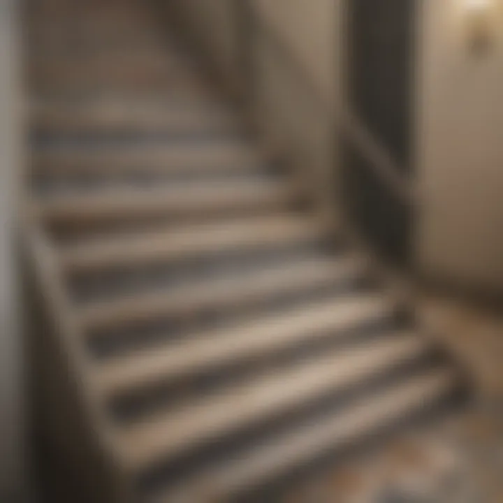A beautifully arranged staircase showcasing different porcelain tile patterns
