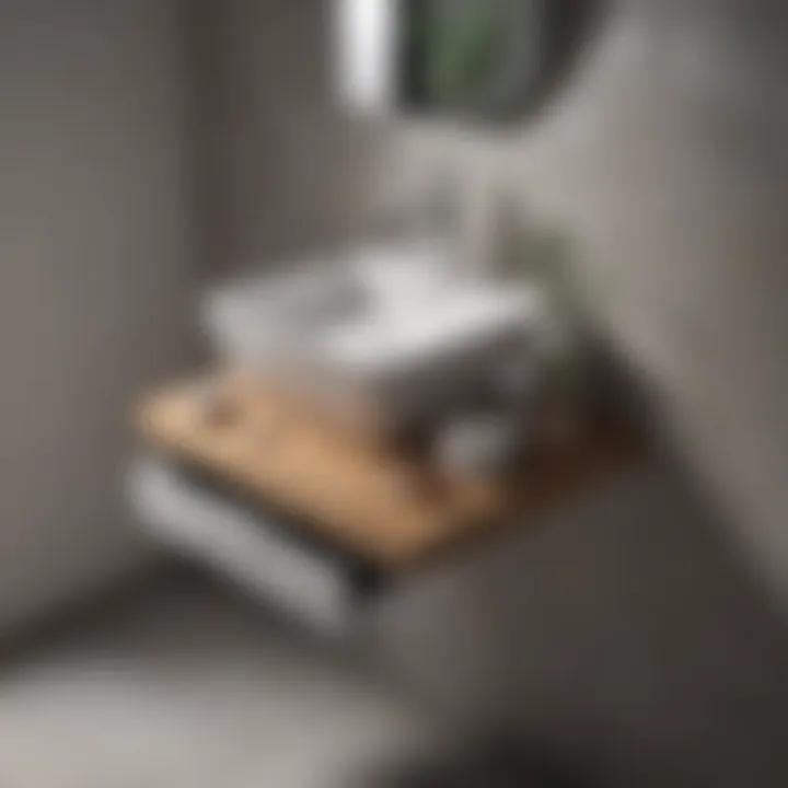 Compact bathroom table with integrated storage