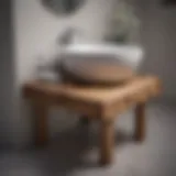 Minimalist bathroom table made of reclaimed wood