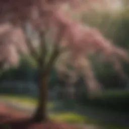 Weeping cherry tree in full bloom