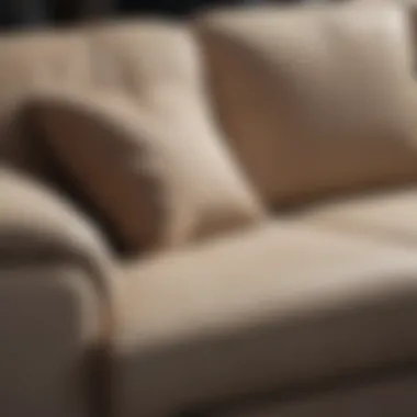 Close-up of a microfiber couch with a visible stain