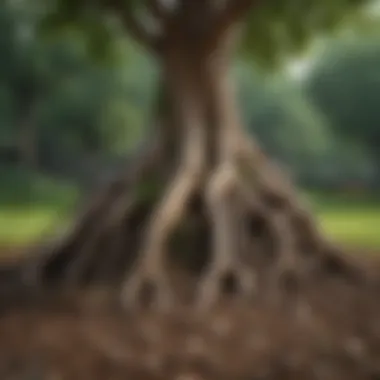 Diagram of root system affecting soil structure