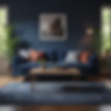Eclectic Style with Navy Couch Eclectic styling with navy couch and complementary rugs