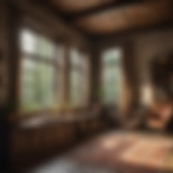 A beautifully designed room showcasing rustic window treatments.