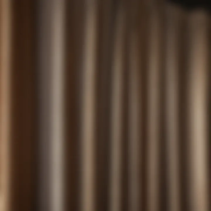 Close-up of textured fabric used in rustic window treatments.