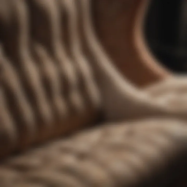 A close-up view of various upholstery fabrics showcasing textures and patterns.