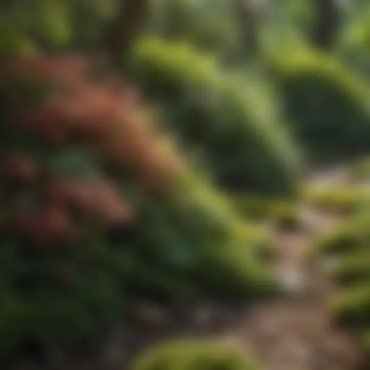A variety of ground cover options showcasing different textures and colors