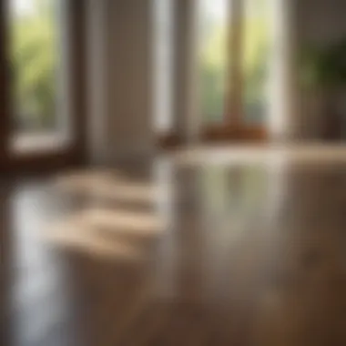 Sunlight streaming through a window illuminating wood flooring