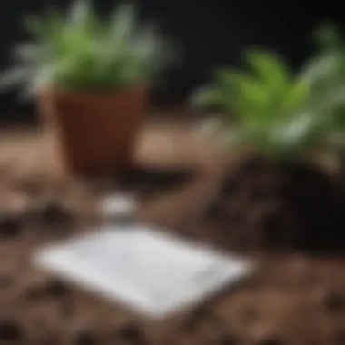 pH testing kit next to a sample of garden soil