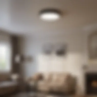 Modern flush mount ceiling light enhancing a compact living area