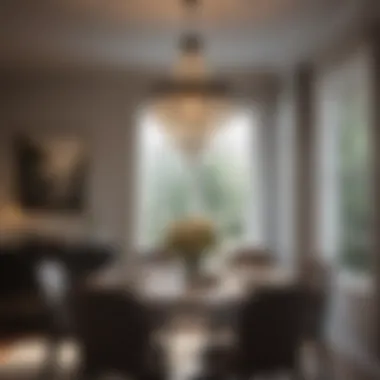 Stylish chandelier adding charm to a small dining area