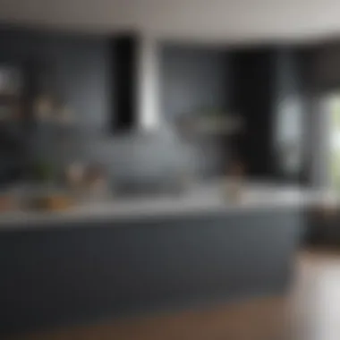 Stylish kitchen showcasing a sleek charcoal gray wall