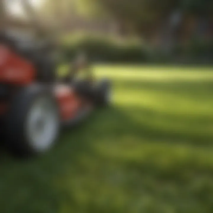 Lawn care maintenance tools arranged neatly.