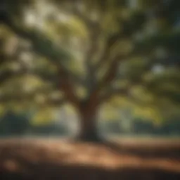 Majestic oak tree providing shade in California