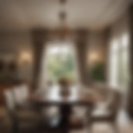 Elegant dining room showcasing a well-sized table